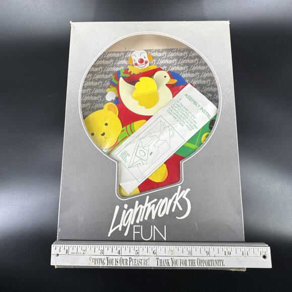 Vintage Paper Lightworks Paper Kids Room Fun Light Lamp Clown Duck Bear Train - Picture 16 of 16